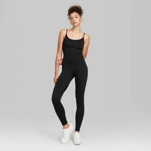 Wild Fable Black Ribbed Stretch Jumpsuit (Med) - Picture 1 of 4